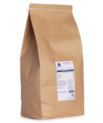 Two kilograms of Whole Food Earth Wholemeal Rye Flour, stoneground, in a natural packaging, suitable for baking and whole grain recipes.