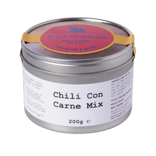 Wild Elephant Chili Con Carne Mix by ArtisanBox, featuring a packet of spicy chili seasoning with beans and meat ingredients.
