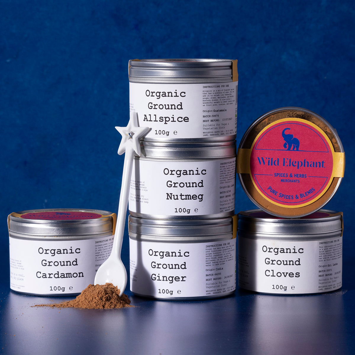 Organic Winter Spice Box by Whole Food Earth featuring a variety of herbs and spices in a festive gift box.