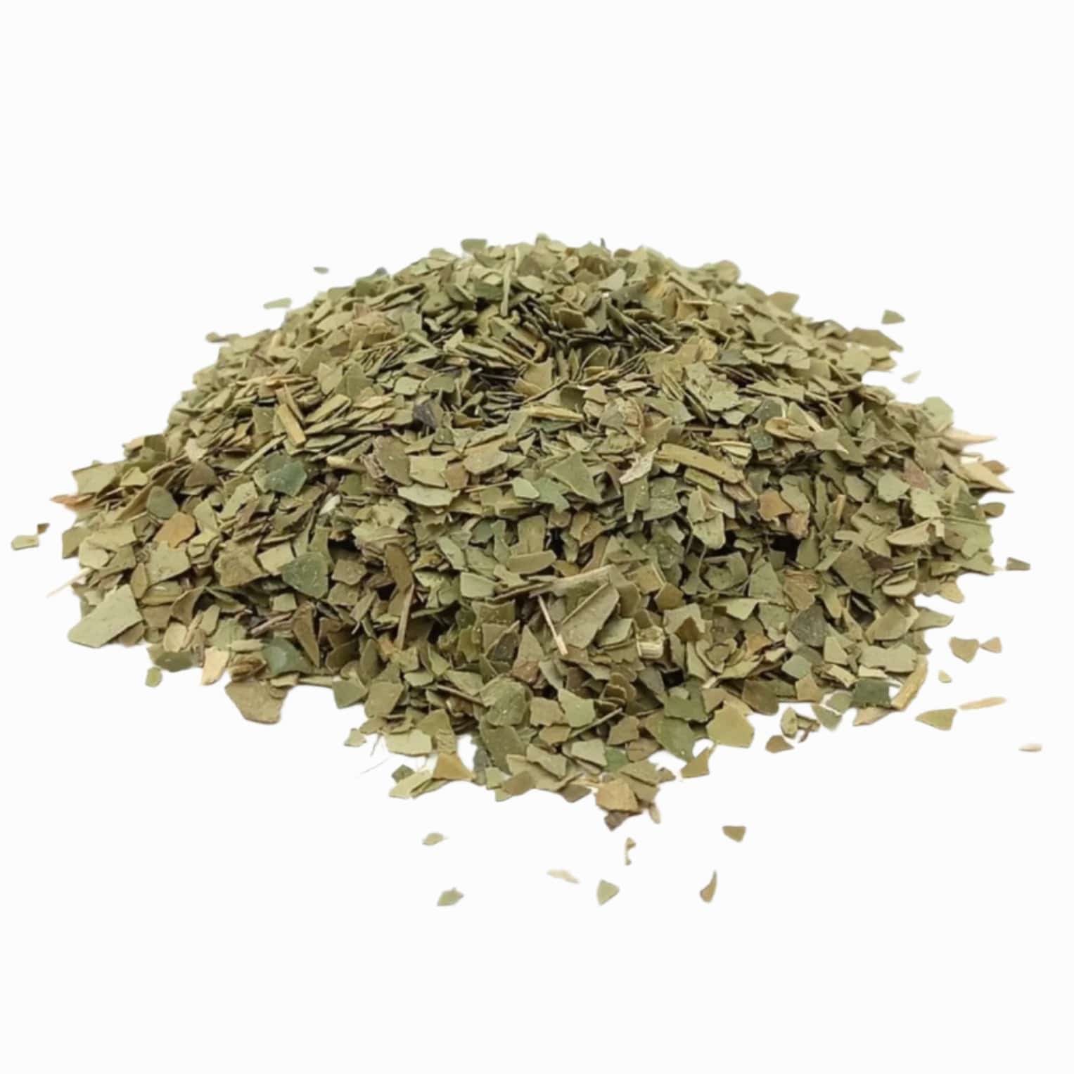 Loose leaf Yerba Mate herbal tea by Porter Hill Tea Company, showing fresh green leaves and tea blends in a natural setting.