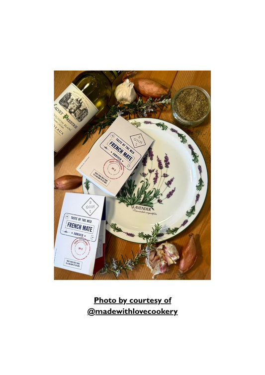 French Mate - Taste of the MED book by BOHNS Rubs featuring French-style seasoning recipes and vibrant Mediterranean-inspired pages