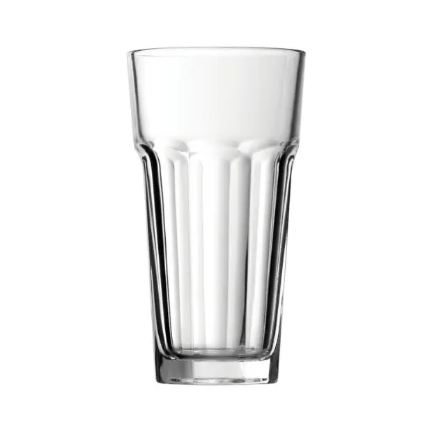 Set of six Casablanca whisky tumblers from Glassware UK, 365ml water glasses with clear glass and sleek design.