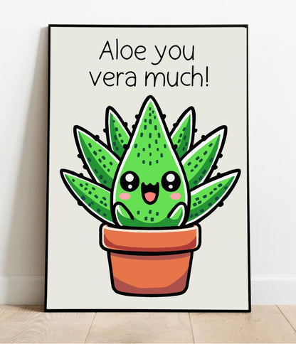 KEOLIX Aloe You Vera Much print featuring vibrant aloe vera plant artwork on high-quality paper.