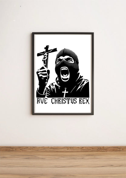 Colorful Ave Christus Rex print by KEOLIX featuring religious artwork on high-quality paper.