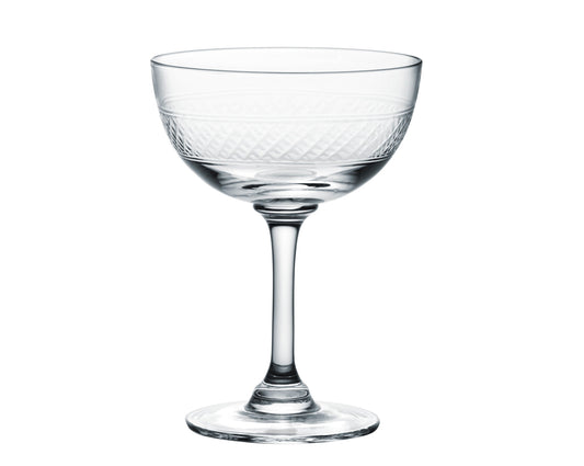Crystal Champagne Saucers with Bands Design