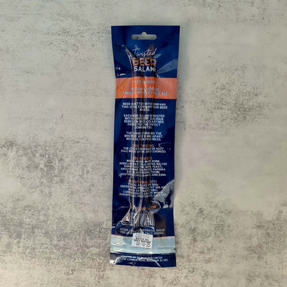 Back view of Bray Cured Beer Salami Charcuterie pack featuring hazy chorizo slices and packaging details.