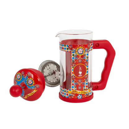 Bialetti Dolce&Gabbana Sicilian Cart coffee maker, Brew Italia cafetiere with intricate design, 350ml capacity, stylish kitchen accessory.