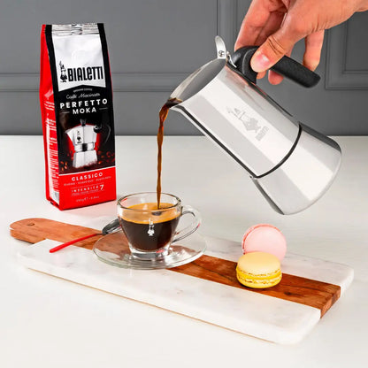 Bialetti Venus stovetop coffee maker by Brew Italia, featuring stainless steel design and induction-compatible hardware.
