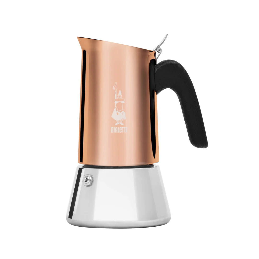 Bialetti Venus copper stovetop coffee maker by Brew Italia, with a polished copper finish and classic Italian design for espresso brewing.