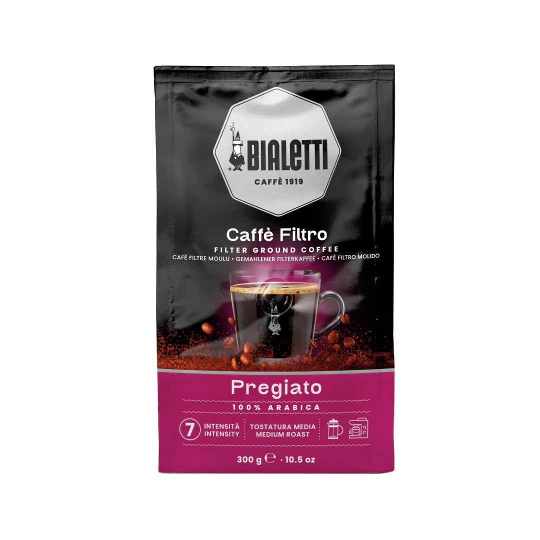 Bialetti Brew Italia Classico Cafetiere Ground Coffee 300g in a bag, ready for brewing rich, flavorful coffee.