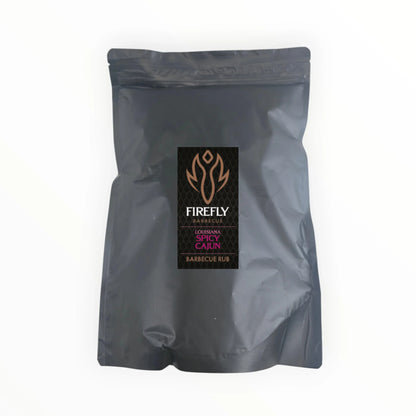 FireFly Barbecue Louisiana Spicy Cajun BBQ Rub in a 1kg jar, showcasing vibrant red and spice-filled seasoning for grilling and smoking.