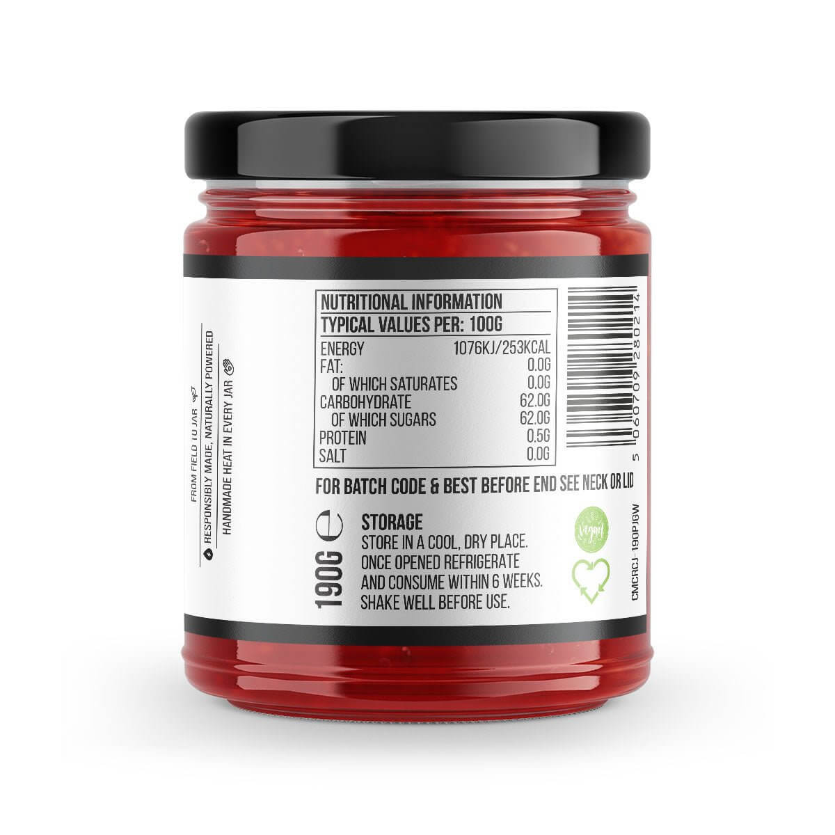 Carolina Reaper chilli jam by Chilli Mash Co. in a 190g jar, showcasing spicy, sweet chilli mash with fiery heat and vibrant red color.
