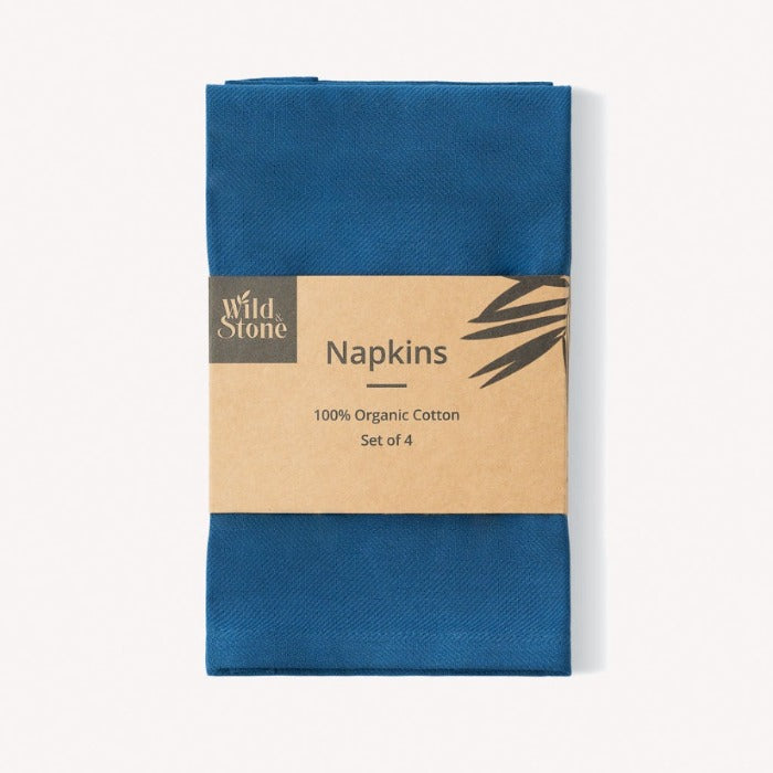 Set of four organic cotton napkins by Wild And Stone, featuring natural fabric with a soft, textured appearance.