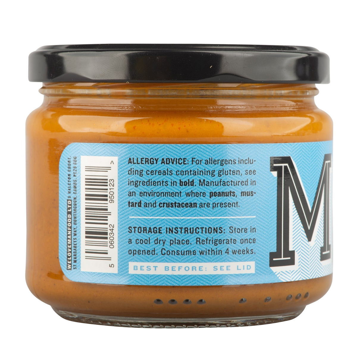 Manfood Chip Shop Curry Sauce in a jar, showcasing its rich, golden color and smooth texture, ideal for fish and chip dishes.
