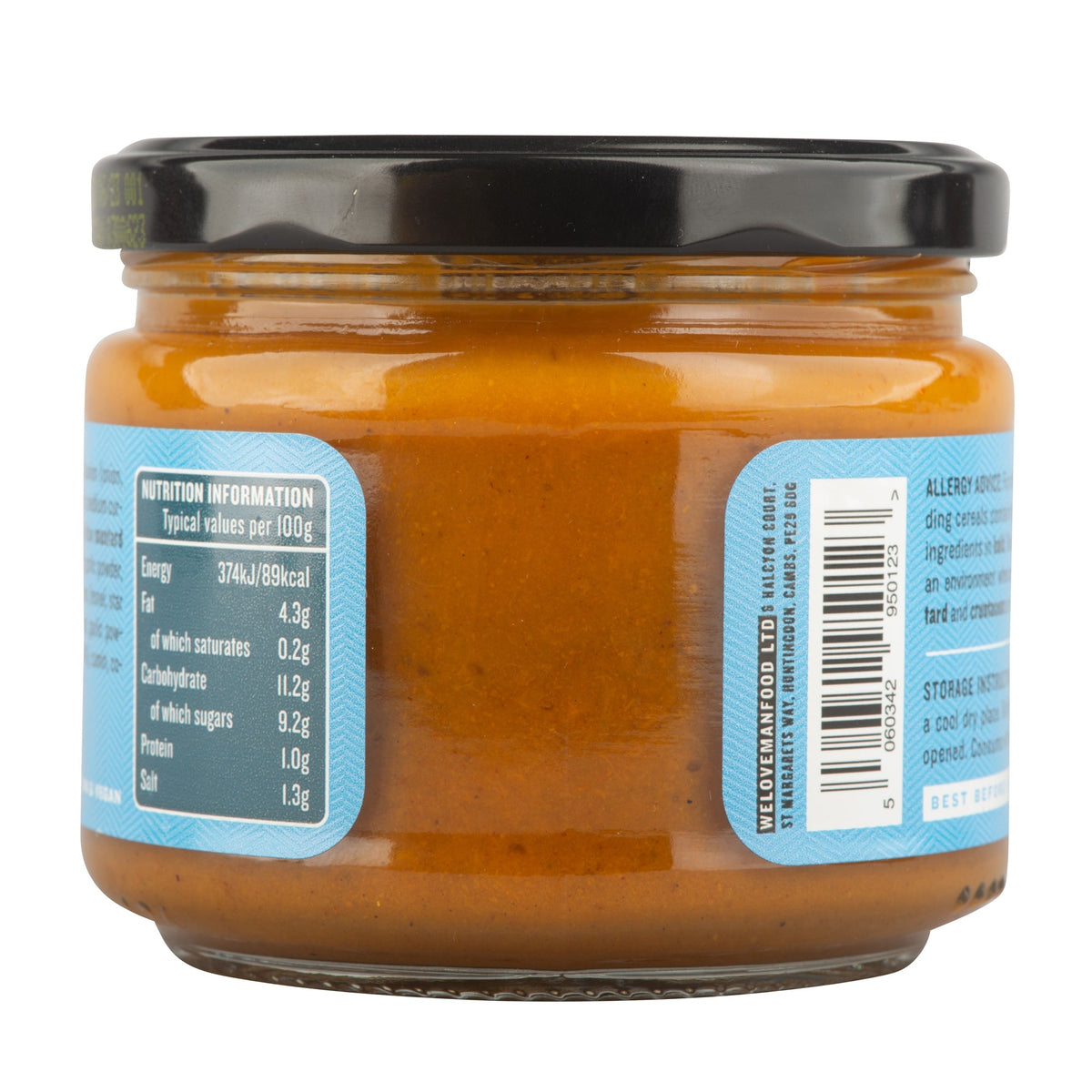 Manfood Chip Shop Curry Sauce in jar, creamy golden sauce with spices, ready to serve with chips or other dishes.