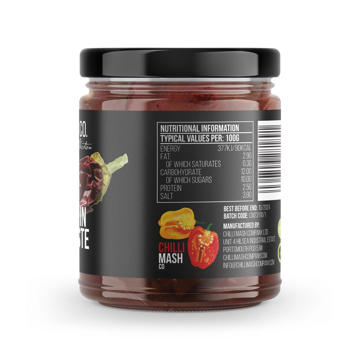 Chipotle in adobo paste from Chilli Mash Co., 190g jar, spicy chili mash with smoky flavor, part of World Flavours Collection.