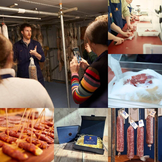 Bray Cured Deluxe Charcuterie Course gift card featuring chorizo and salami, ideal for a gourmet culinary experience.