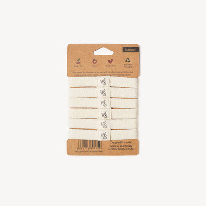 Six blonde plastic-free hair ties from Wild And Stone, soft and stretchy for gentle hold and eco-friendly styling.