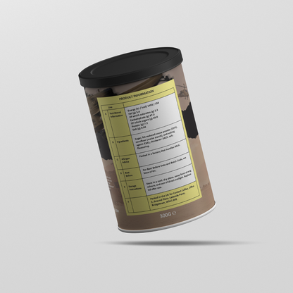 Rear view of a Contact Coffee Company Ltd. Cleared Hot premium hot chocolate coffee cup with rich, creamy beverage inside.