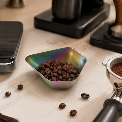 KNOCDIC® coffee bean dish for holding small items, shown on a wooden surface with coffee beans scattered around.