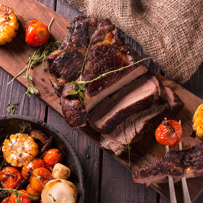 Cooked Primrose Herd beef brisket flat, sliced and tender, ready for serving.