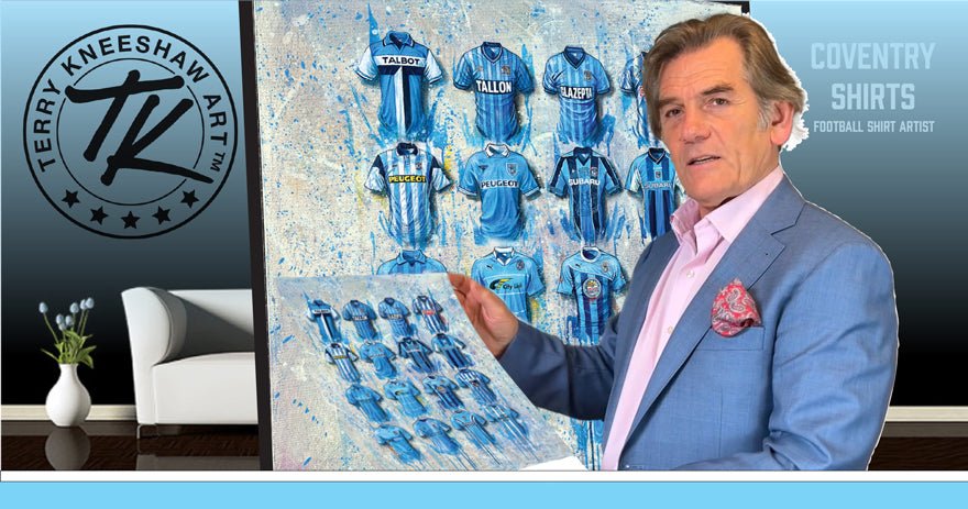 Limited edition Coventry City A3 framed print by Terry Kneeshaw Art featuring Sky Blues wall art perfect for sports fans.