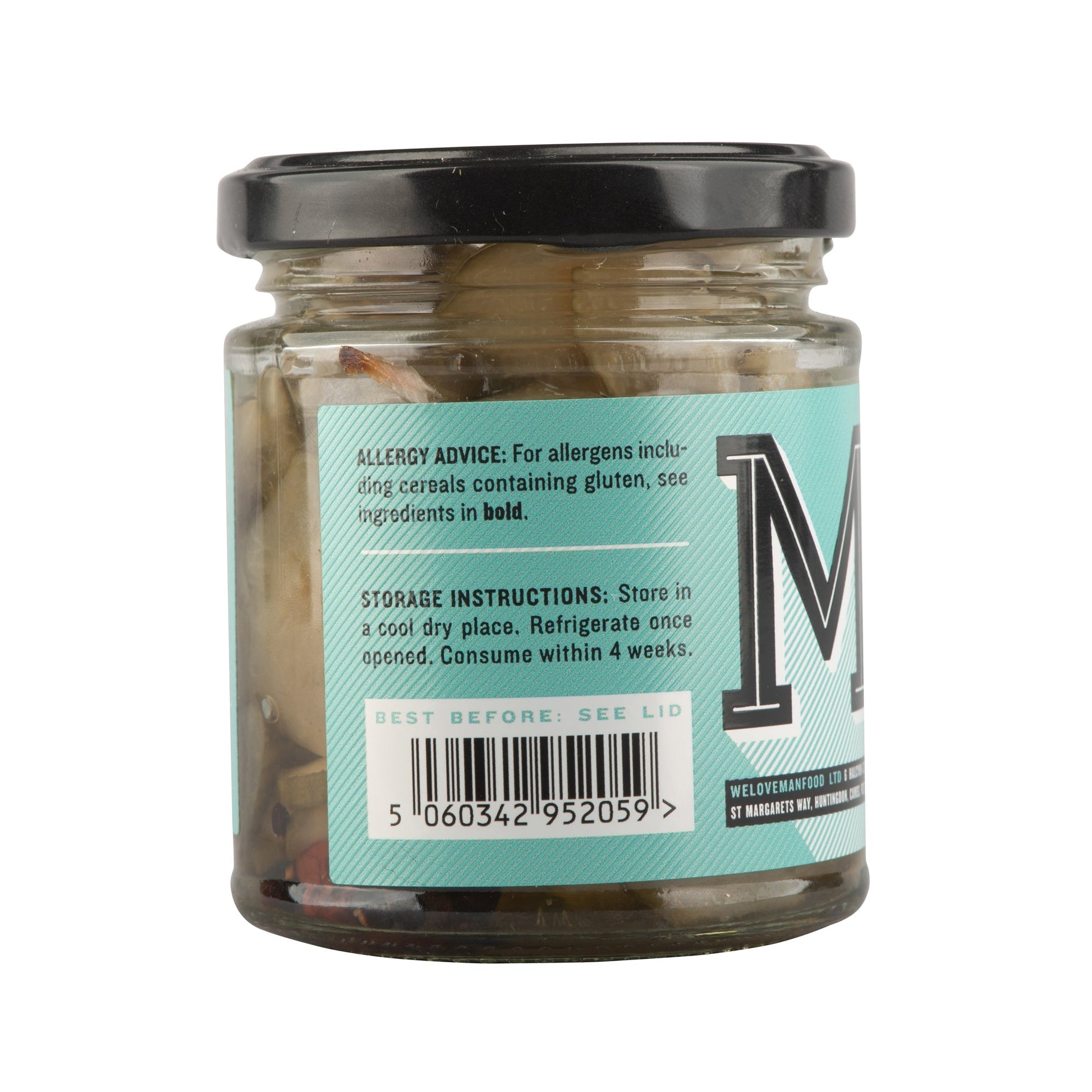 Manfood cucumber gin pickle showing fresh cucumber slices infused with gin flavors in a jar.