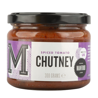 Manfood Curry Lover's Chutney Essentials Gift Set in a decorative gift box with assorted chutneys for curry enthusiasts.