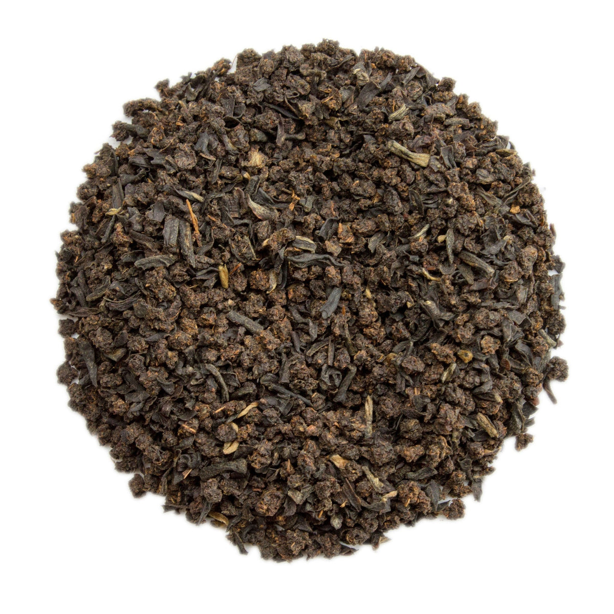 PekoeTea Edinburgh Breakfast Blend Tea in a teacup, showcasing its rich, aromatic leaves and inviting golden brew.