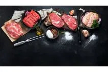 Primrose Herd Essentials Meat Box with grass-fed, outdoor-reared meats, featuring a variety of fresh cuts in a clean packaging.
