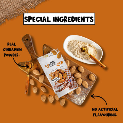 Pack of 34 EverFree gluten-free cinnamon cookies with a crispy, golden-brown appearance on a white background.