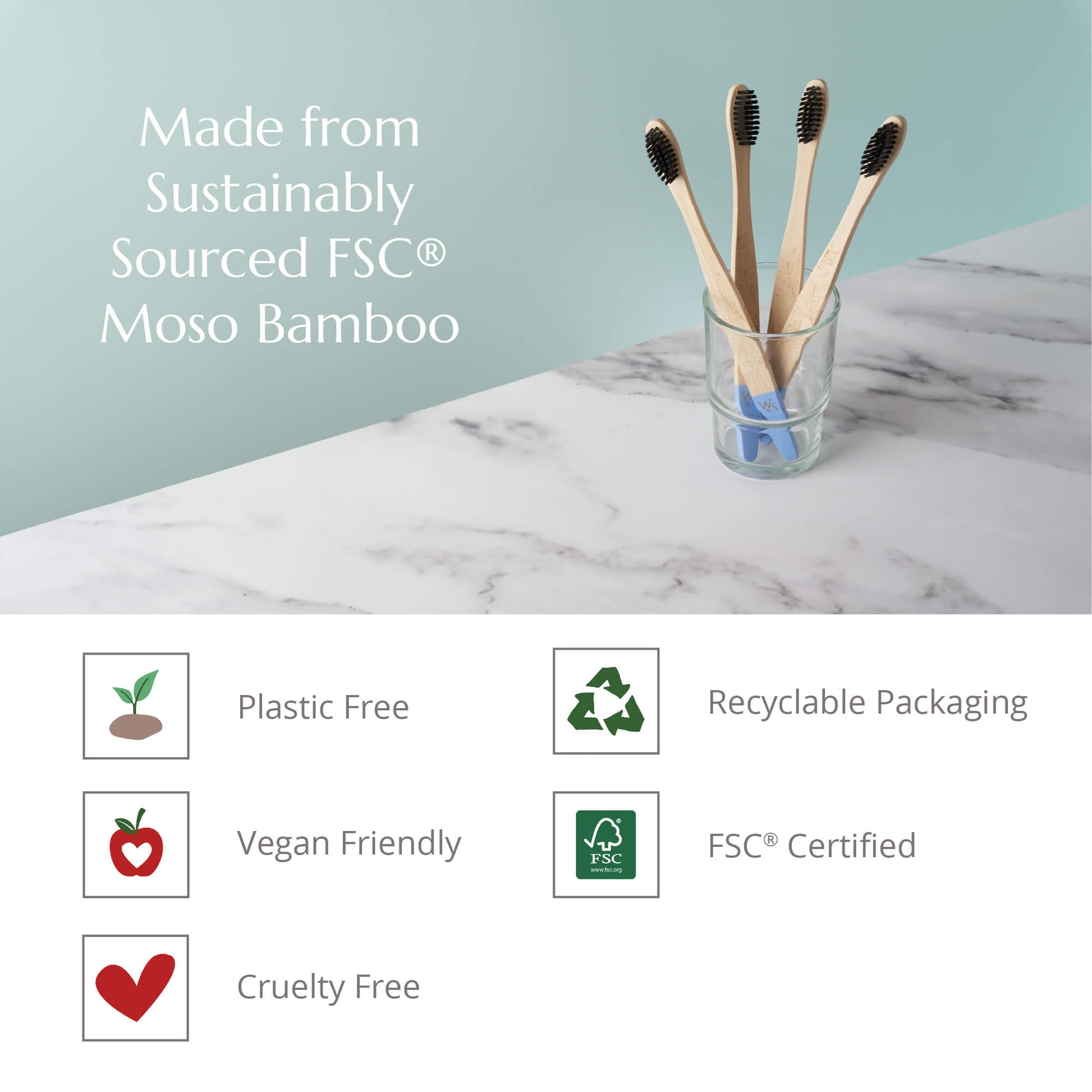 Wild and Stone adult bamboo toothbrushes with firm bristles in a 4-pack, showcasing eco-friendly bamboo handles and clean design.