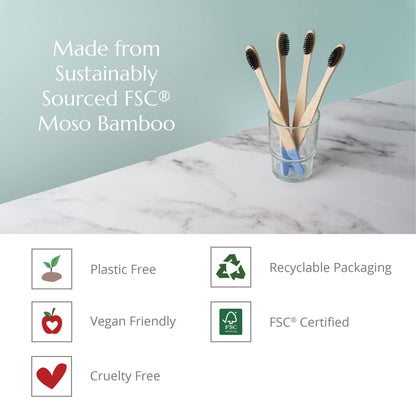 Wild and Stone adult bamboo toothbrushes with firm bristles in a 4-pack, showcasing eco-friendly bamboo handles and clean design.