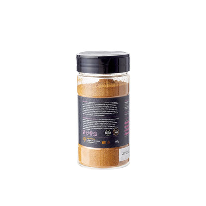 FireFly Barbecue Louisiana Spicy Cajun seasoning BBQ rub in a jar, featuring vibrant red and spice-filled ingredients.
