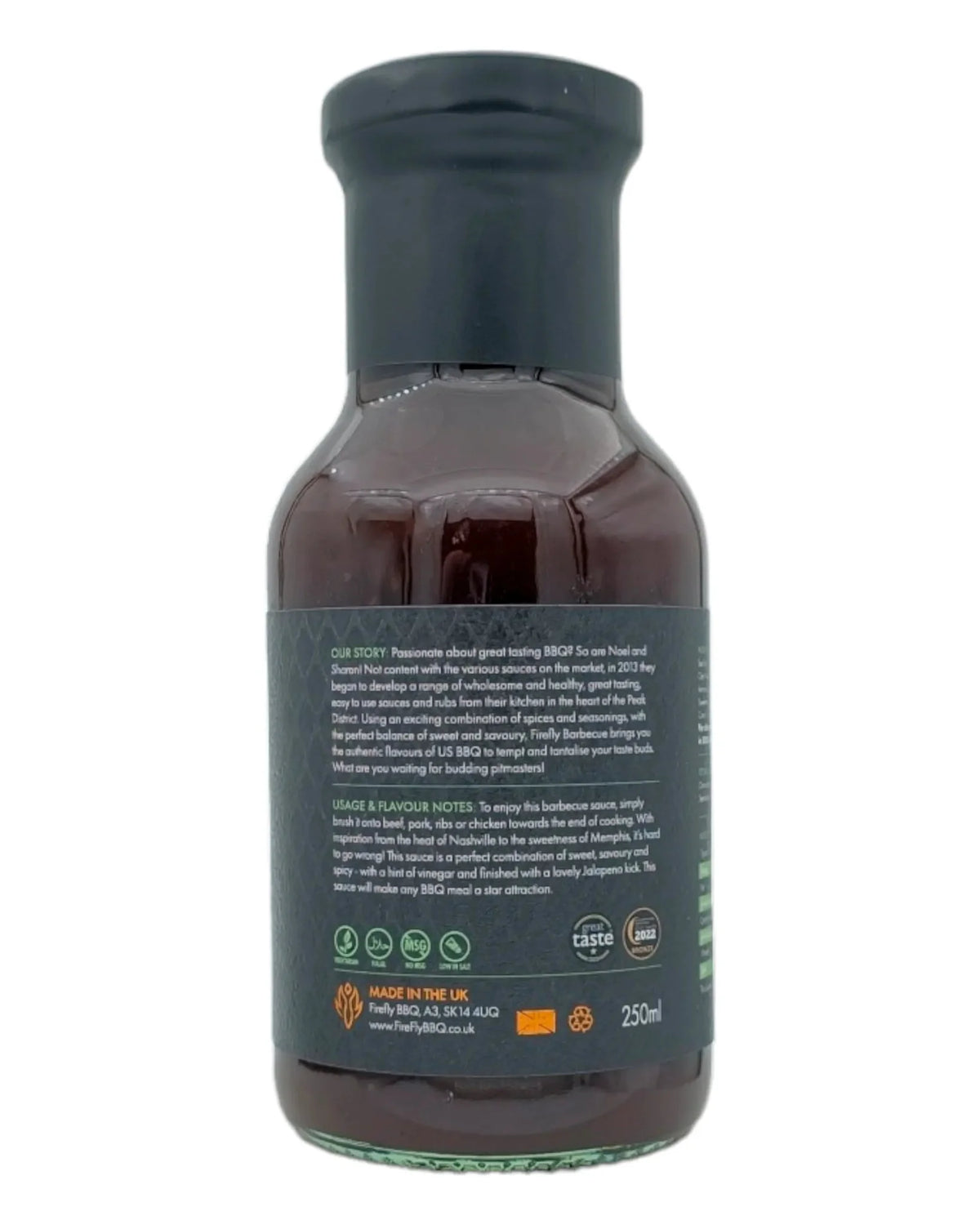 FireFly Barbecue Tennessee Jalapeño BBQ Sauce bottle with spicy, tangy sauce and label showing jalapeño peppers.