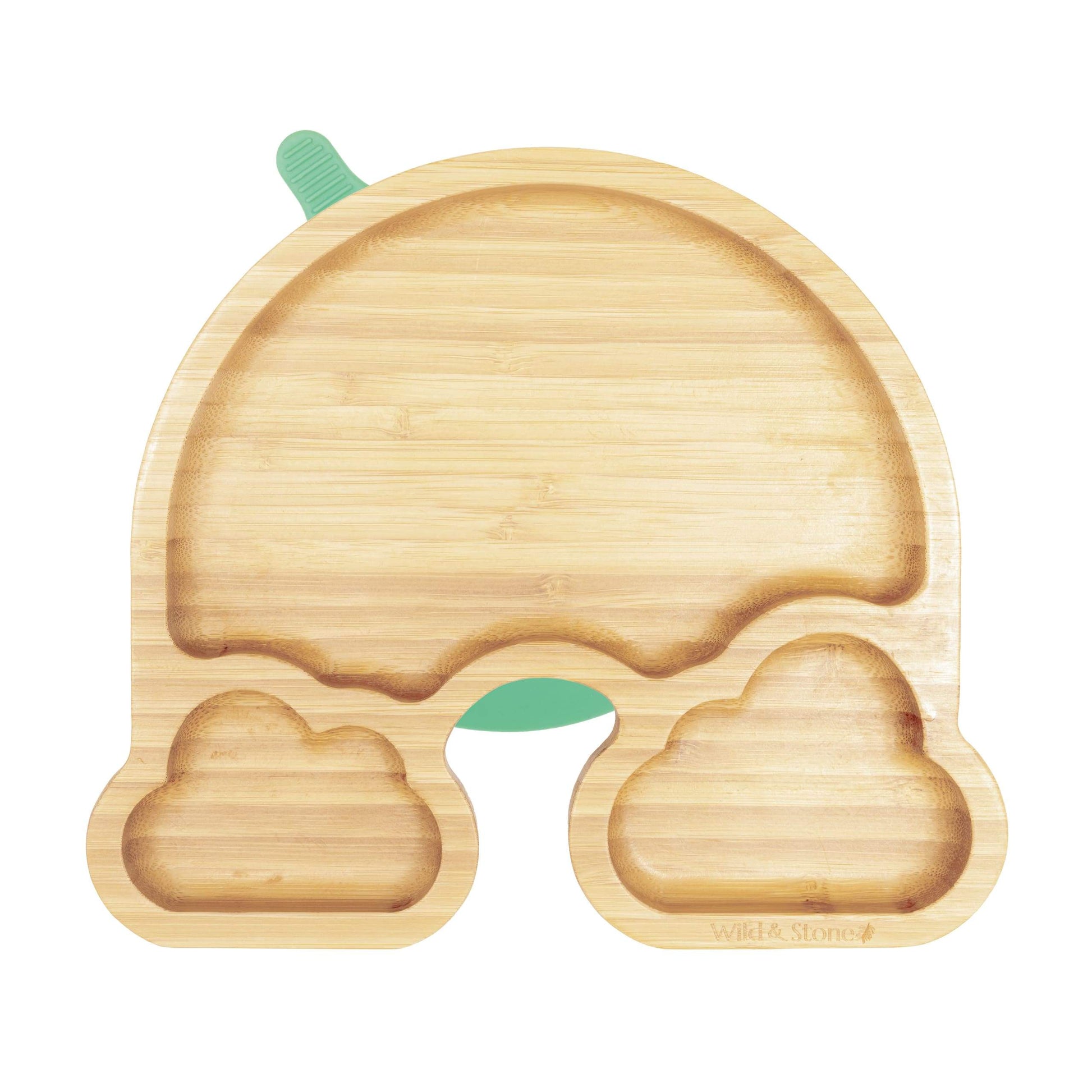 Baby bamboo weaning plate set from Wild And Stone featuring colorful rainbow design, perfect for little ones' meals.