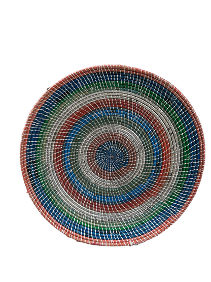 Zambian Wall Basket by Botanical Boys, woven basket with natural fibers, decorative wall hanging with intricate patterns.