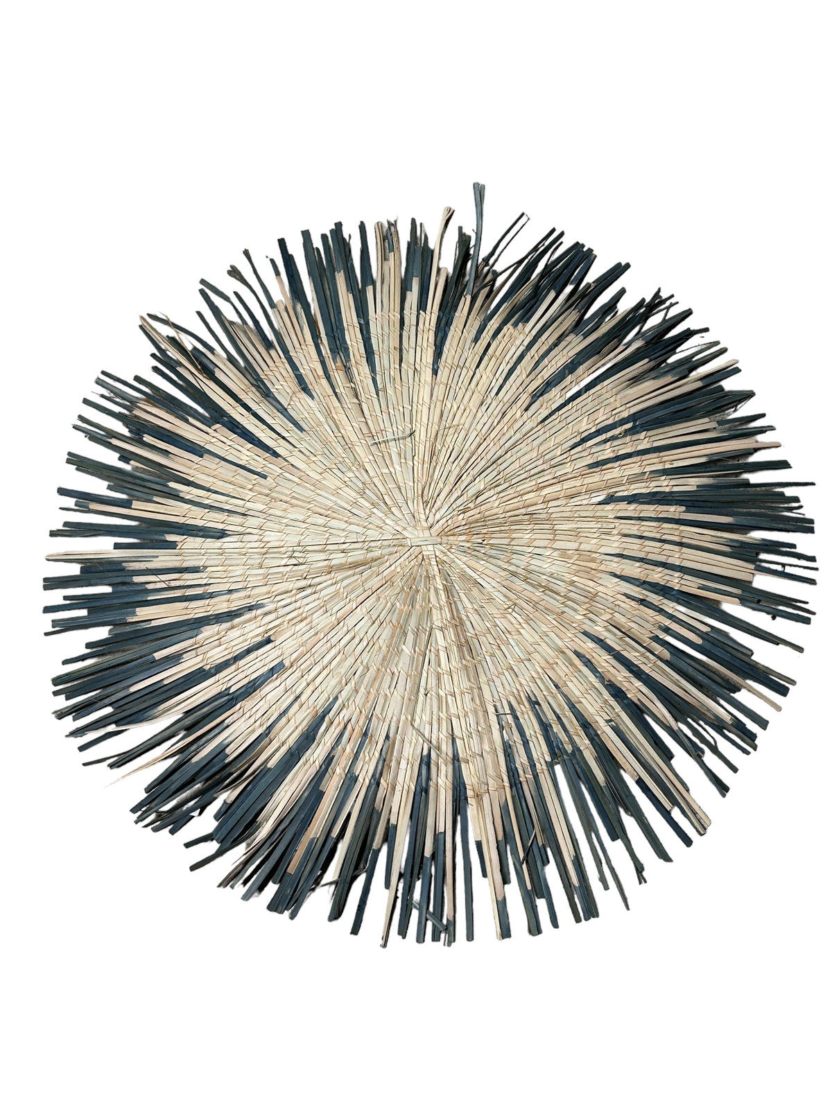 Blue Malawi Sun Wall Basket by Botanical Boys, 60cm, showcasing woven design and decorative wall hanging style.