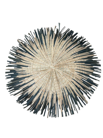Blue Malawi Sun Wall Basket by Botanical Boys, 60cm, showcasing woven design and decorative wall hanging style.