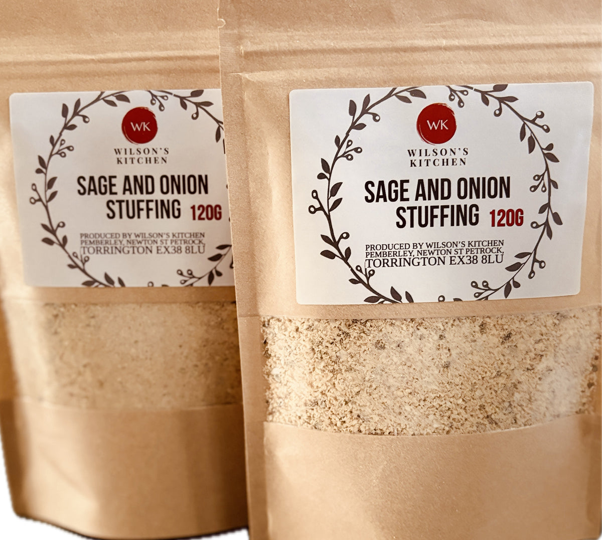 Wilson’s Kitchen Sage & Onion Stuffing cooking ingredients in a package, ideal for stuffing and flavorful dishes.