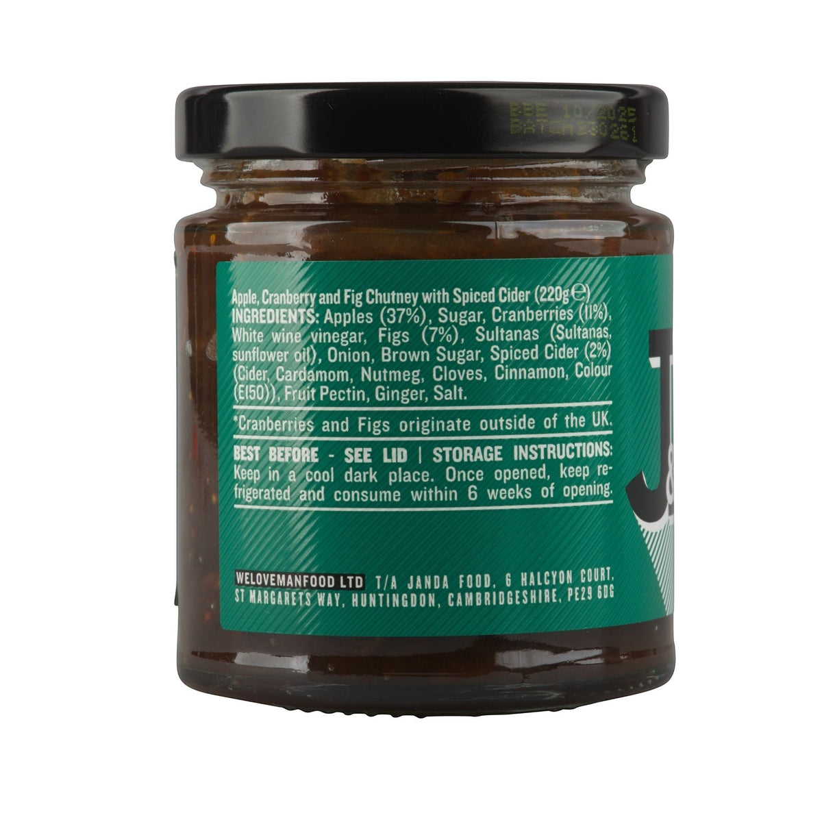 Janda Food Boxing Day Chutney label with colorful design and product name on a jar label.