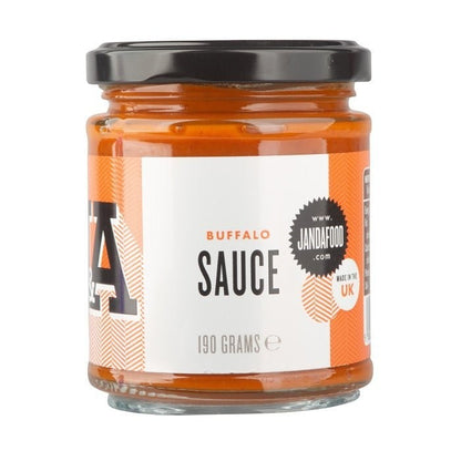 Janda Food Buffalo Sauce in a 190g glass jar with a black lid, featuring a vibrant orange and white label.