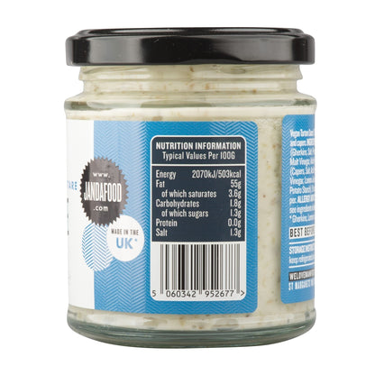 Janda Food Vegan Tartare Sauce label with product name and ingredients on a jar label.