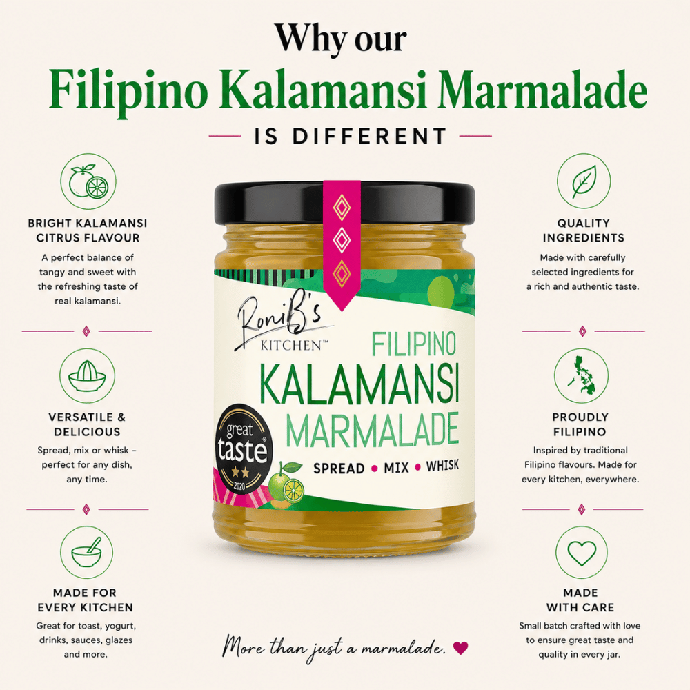 RoniBs Kitchen Filipino Kalamansi Marmalade with Don Papa Rum in a jar, showcasing vibrant citrus jam with award-winning vegan recipe