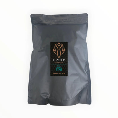 FireFly Barbecue Lone Star BBQ Beef Rub in 1kg container, close-up of spicy, flavorful seasoning for grilling and smoking meat.