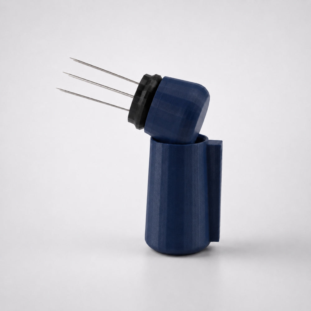 KNOCDIC® magnetic WDT tool in dark blue with a magnetic holder for precise watch repair and watchmaking tasks.