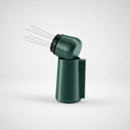 KNOCDIC® magnetic WDT tool in galaxy green with black handle and magnetic holder for woodworking or precision tasks.