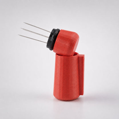 KNOCDIC® magnetic WDT tool with red marble handle and magnetic holder for precise watchmaker repairs.