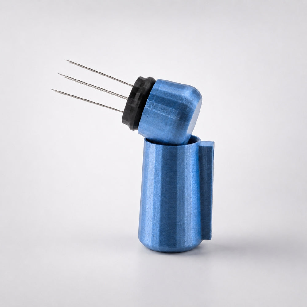 KNOCDIC® Magnetic WDT Tool with metallic blue handle and magnetic holder for precise watch repair and testing.