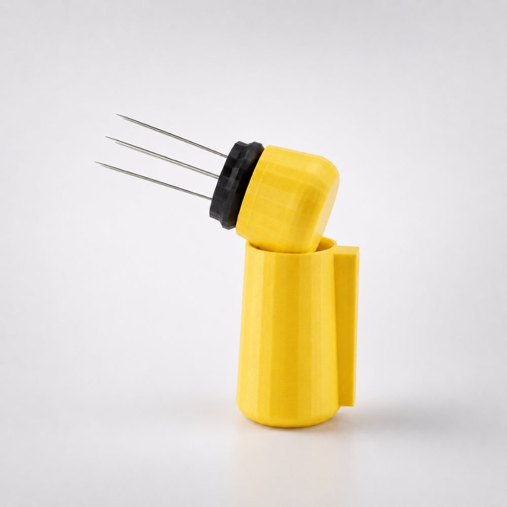 KNOCDIC® magnetic WDT tool in yellow with magnetic holder for automotive wheel balancing and tire service.